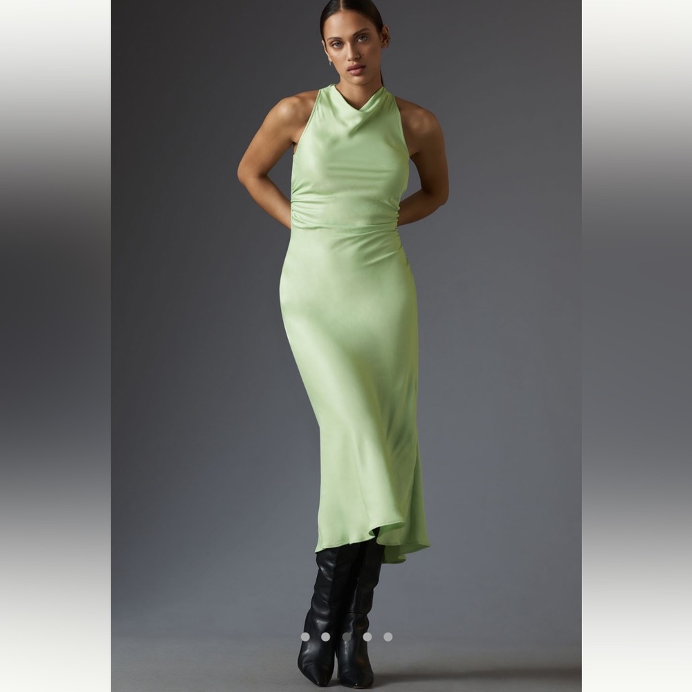 Anthropologie CHARTREUSE Midi  Racerback Dress